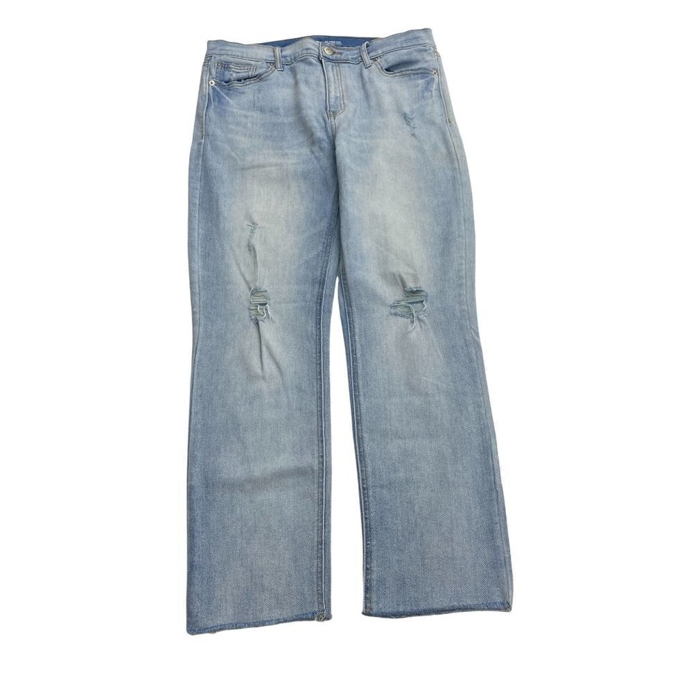 Old Navy The Perfect Straight Ankle Distressed Raw Hem Women's size 8 Blue Jeans